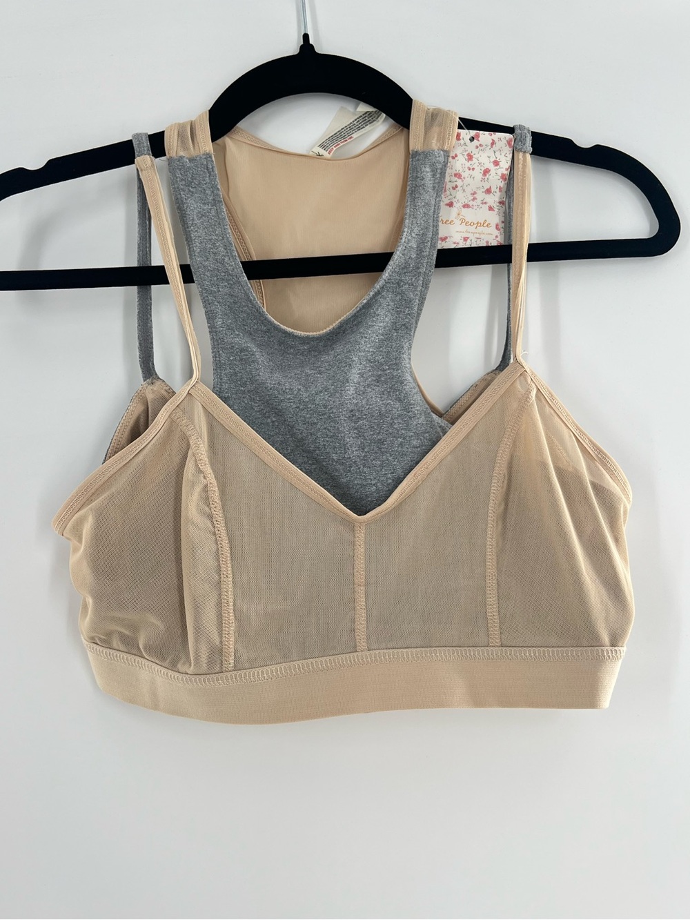 NWT Free People Mesh Grey Combo Sports Bra Medium